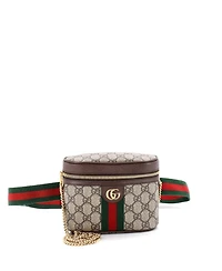 Pre-Owned Gucci Small Ophidia Chain Belt Bag Gg Coated Canvas