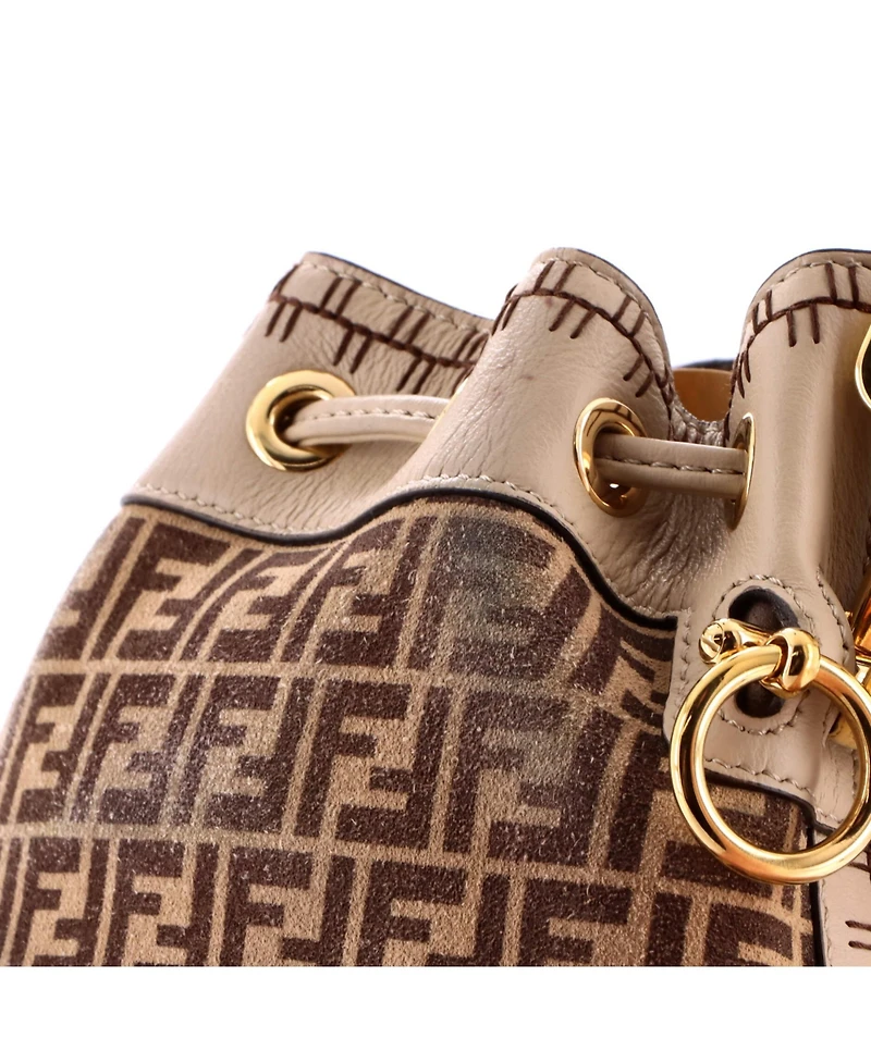 Pre-Owned Fendi Mini Mon Tresor Bucket Bag Zucca Suede