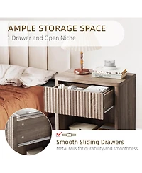 gaomon Garvee Night Stand Set of 2 with Fluted Drawer Storage End Table Mid Century Wood Night Stands Large Modern Farmhouse Nightstand for Bedroom