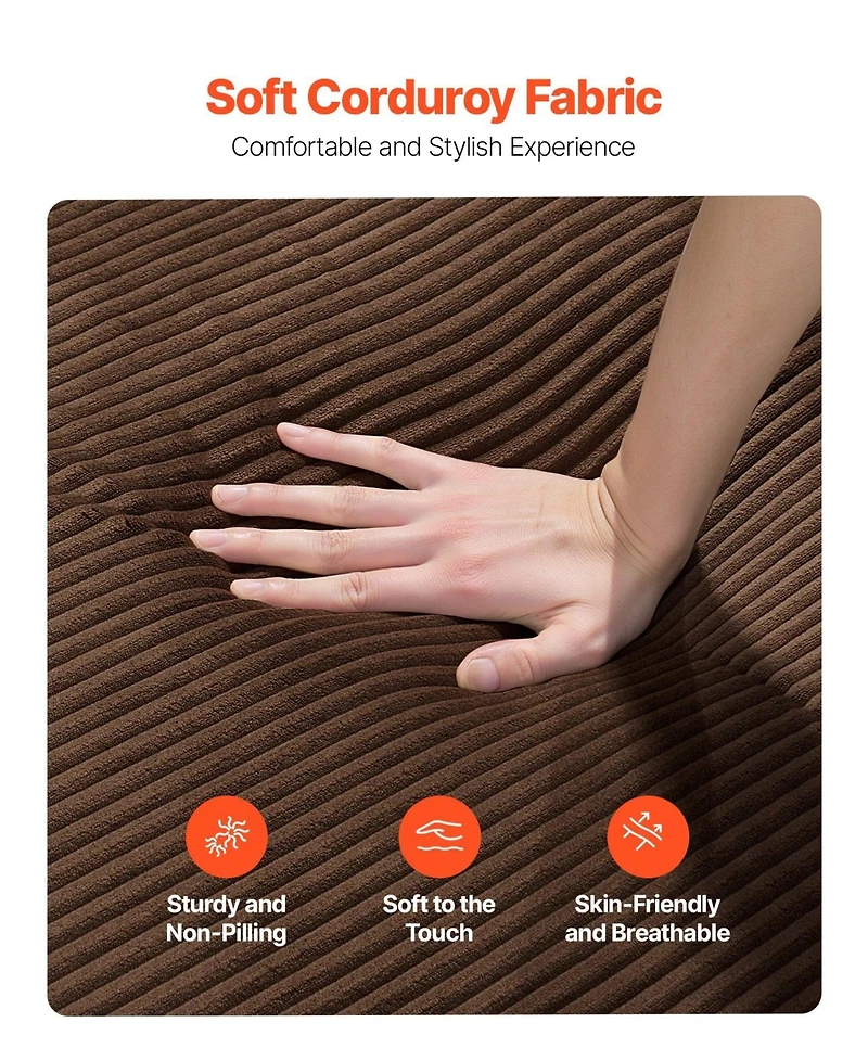 Sugift 3-Seater Sofa, 83-Inch No Assembly Corduroy Couch with Memory Foam