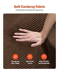 Sugift 3-Seater Sofa, 83-Inch No Assembly Corduroy Couch with Memory Foam