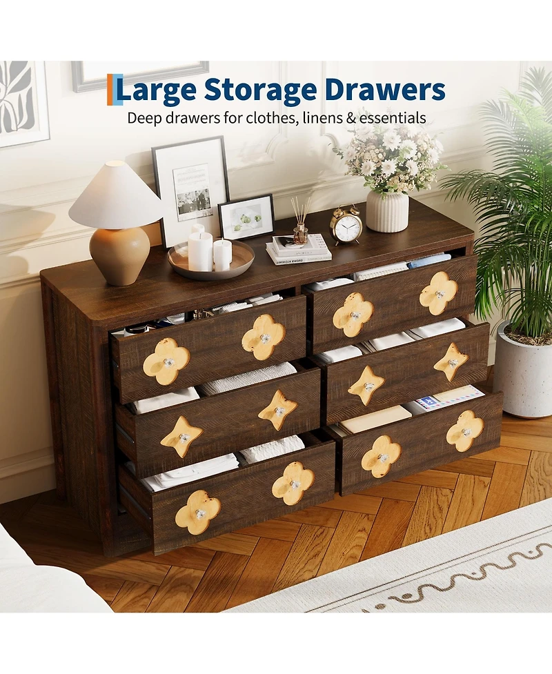 gaomon Dresser for Bedroom with Drawers, Wide Chest of Large Decorative Drawer Front with Large Clothes Storage Cabinet