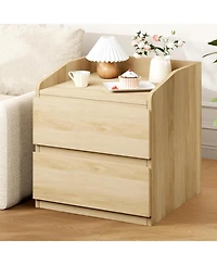 gaomon Nightstand with Drawers Bedside Table Light Wood End Table Modern Bed Side Table 2 Drawers Night Stand Drom Side Table Curved with Handle