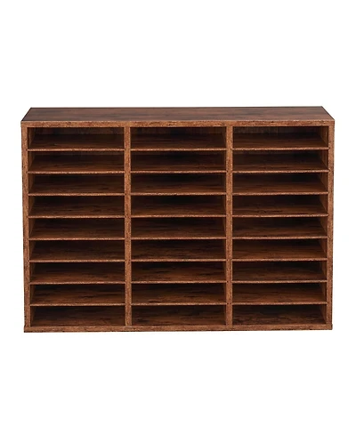 Sugift Literature Organizer, 27 Compartments, Wood Mailbox Sorter for File Storage