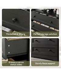 gaomon Tall Dresser for Bedroom with Led Lights and Charging Station, 4 Drawers Wood Chest of Drawers for Closet, Living Room