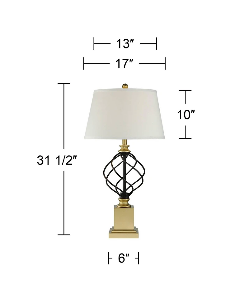 Regency Hill Traditional Table Lamps Tall Set of 2 Metal Empire Open Cage Pedestal Living Room Bedroom House Bedside