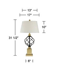Regency Hill Traditional Table Lamps Tall Set of 2 Metal Empire Open Cage Pedestal Living Room Bedroom House Bedside