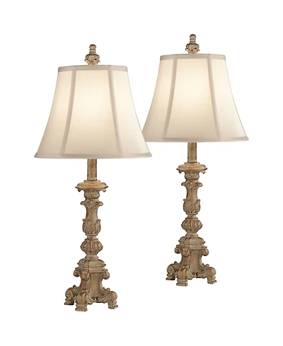 Regency Hill Elize 26 1/2" Tall stick Traditional Table Lamps Set of 2 WiFi Smart Socket -Washed Living Room Bedroom
