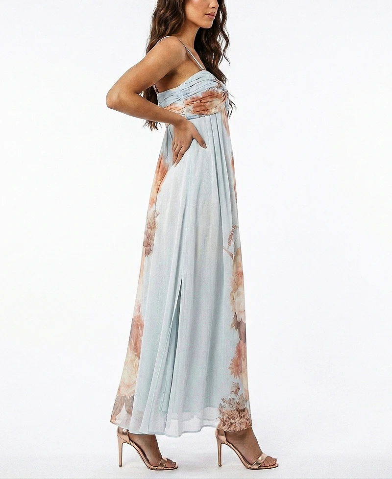 Taylor Women's Twist-Front Floral Empire Waist Sweetheart Neck Pull-On Dress