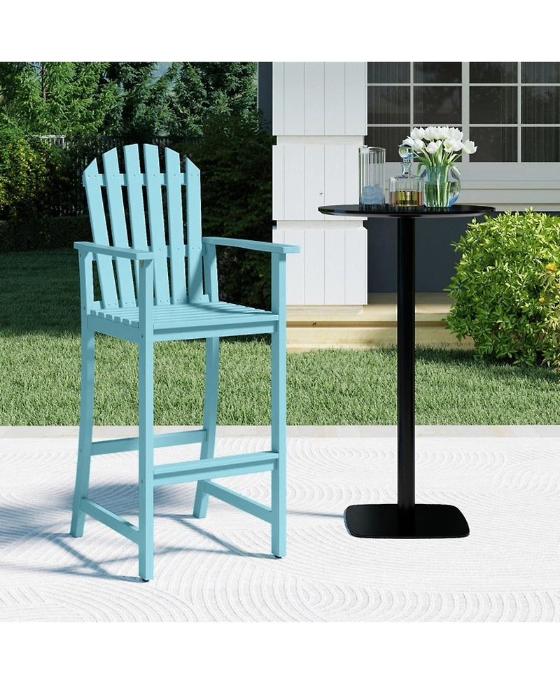 Gouun Tall Acacia Wood Adirondack Chair with Armrests and Built-In Footrest