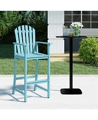 Gouun Tall Acacia Wood Adirondack Chair with Armrests and Built-In Footrest