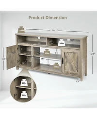 Sugift 59 in Tv Stand Media Console with Barn Doors for 65 in TVs