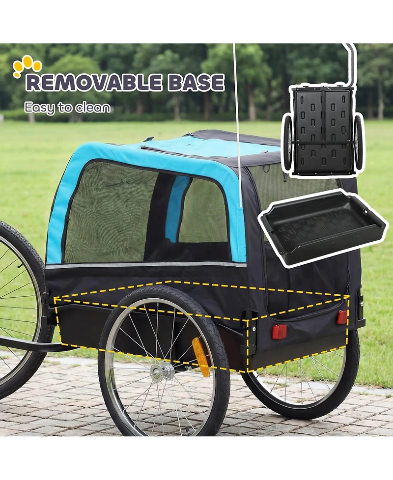 Zeus and Ruta Cat Bike Trailer with 20 Air Tires Quick Release Wheels Reflectors Flag Spacious Design Easy Setup