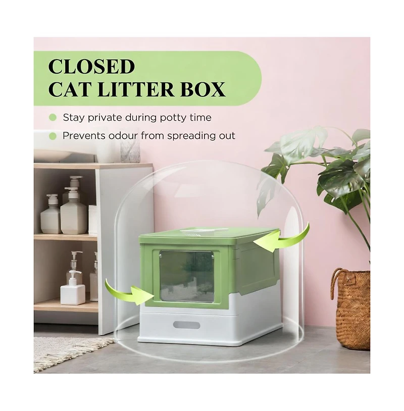 Zeus and Ruta Enclosed Cat Litter Box with Front Entry Odor Control Easy Clean Design Large Capacity