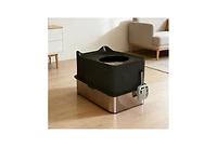 Zeus and Ruta Cat Litter Box with Scoop, Top-Entry Design, Non-Slip Pads, Odor Control, Easy Cleanup, Jumbo Capacity