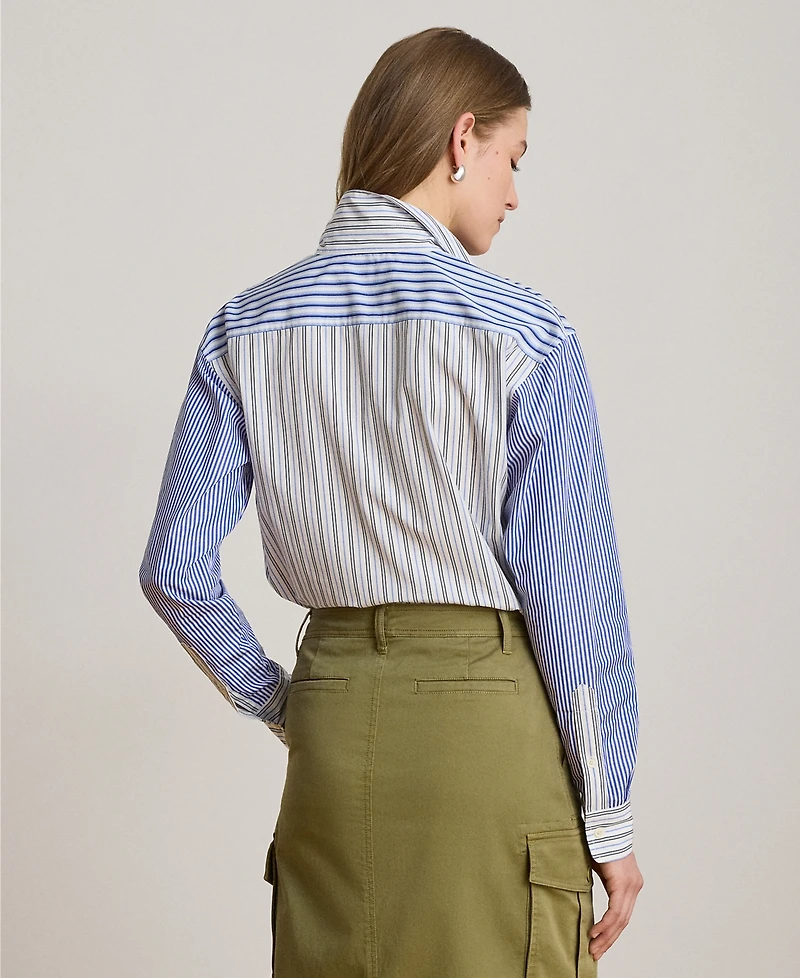 Lauren Ralph Petite Spread Collar Relaxed-Fit Striped Broadcloth Shirt