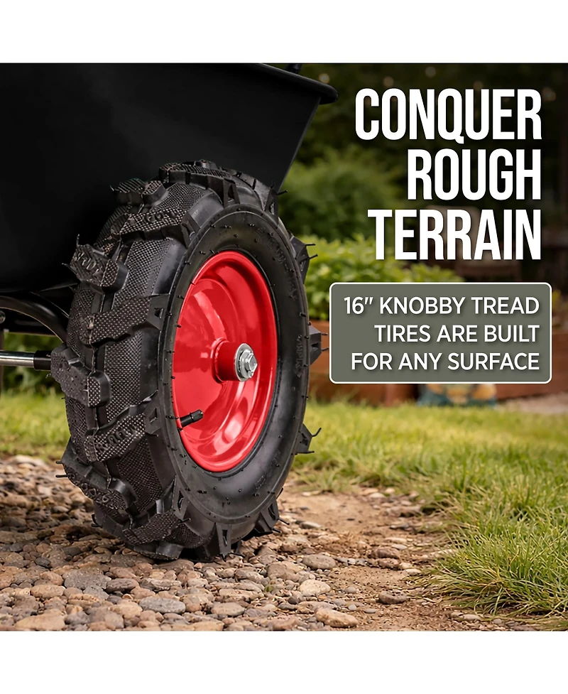 Best Choice Products Heavy Duty Dual-Wheel Wheelbarrow Garden Cart w/Built Stand, 500lb Capacity, Extra Large Wheels