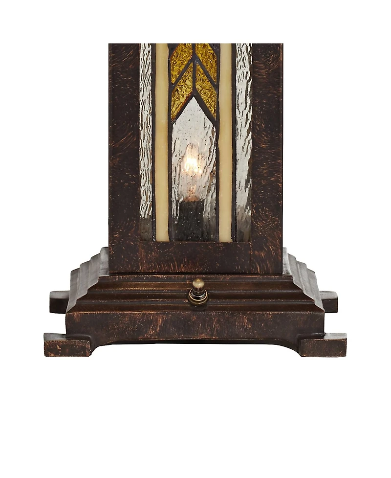 Franklin Iron Works Drake Mission Tiffany Style Table Lamp 25 1/2" High with Table Top Dimmer Nightlight