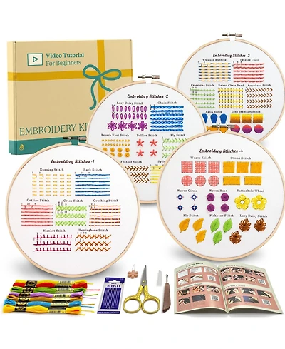 Gnuadz Classic Embroidery Stitches Practice Kit Beginner Adults Hand Learning