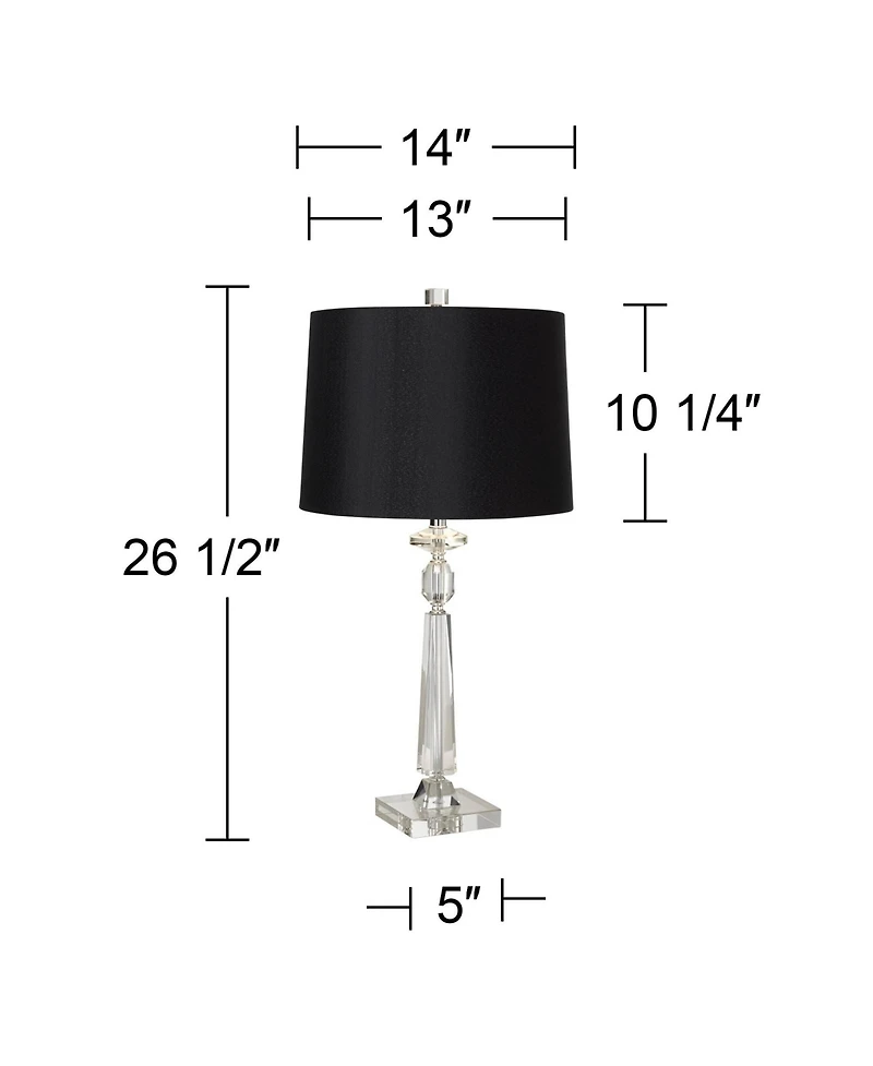 Vienna Full Spectrum Aline Modern Table Lamp 26 1/2" High Crystal Column Drum Shade for Bedroom Living Room Bedside Nightstand Office Family