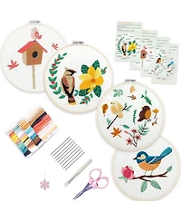 Gnuadz 4 Sets Embroidery Kit Beginner Art Craft Sewing Pattern Hoop Manual Flower