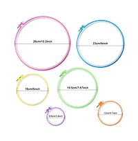 Gnuadz Embroidery Hoops Plastic Cross Hoop Ring Set 6 Pieces 15 Rings 3.4-10.4 Inch Multicolor