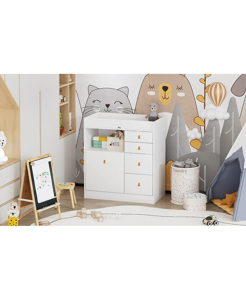 Famapy Changing Table With 5-Drawers,Kids Dresser with Shelf