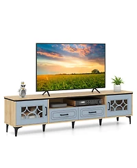 Sugift Farmhouse Tv Stand for TVs up to 80 in with Two Drawers