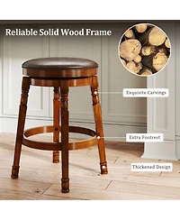 sumyeg Set of 2 Swivel Leather Padded Bar Stools