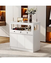 Famapy Storage/Display Cabinet with Glass Top , Bedroom Dresser Armoire Island