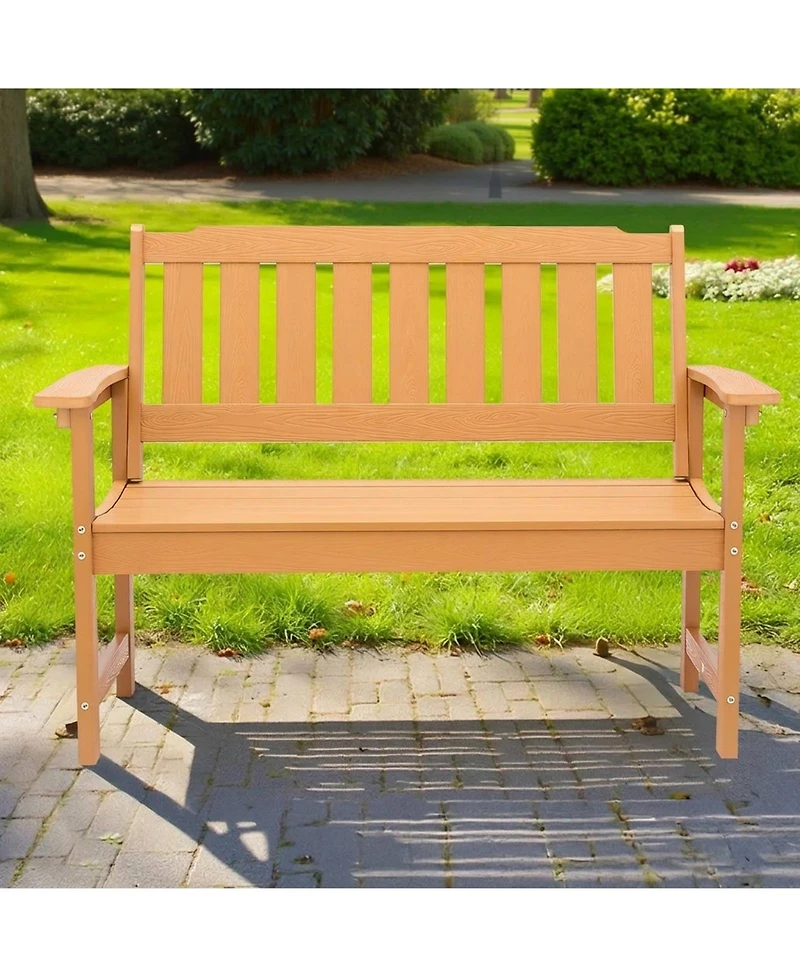 Sugift 50.5in Weatherproof Patio Bench with 800 lbs Capacity for Outdoor Seating