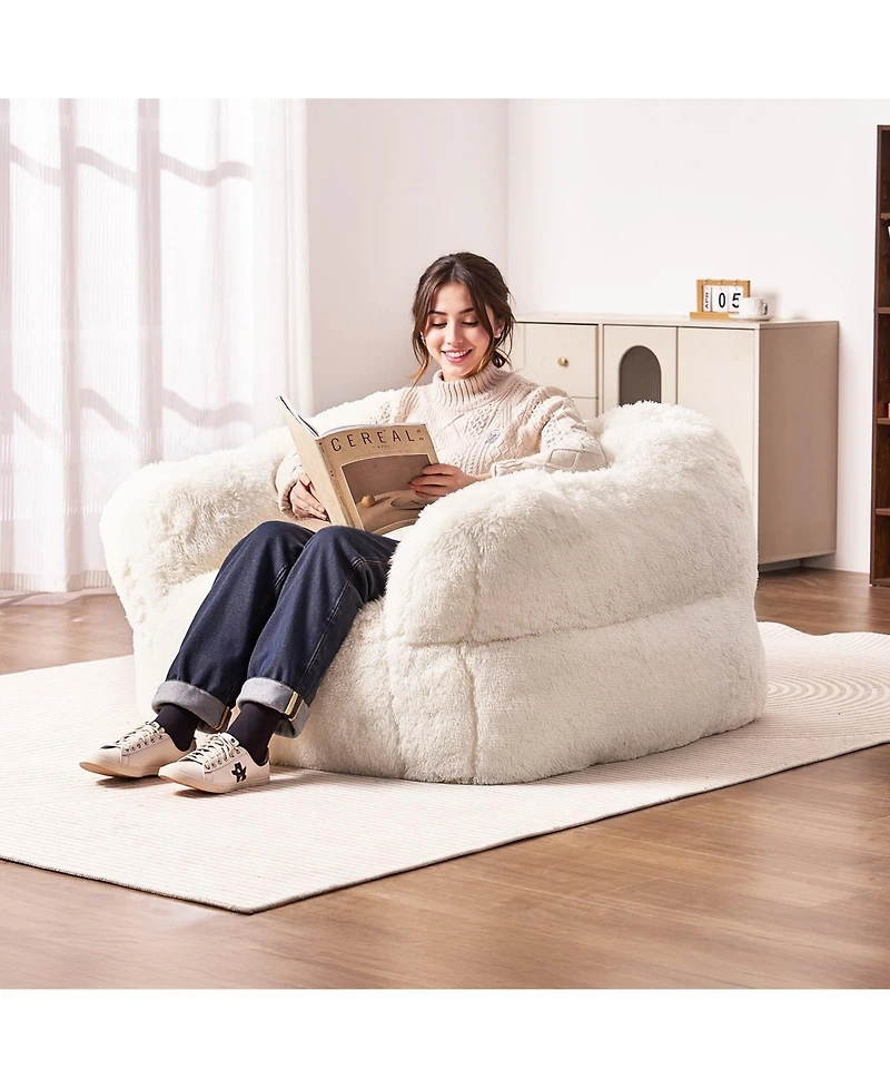 Sugift Bean Bag Chair, Plush Sofa Chair with Armrests, High-Density Foam