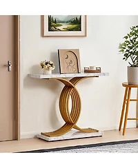 Sugift Narrow Console Sofa Table, 39.4 in, Behind Couch Table with Metal Frame