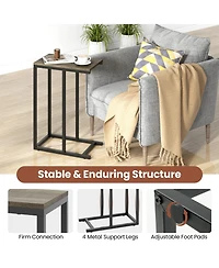 Sugift C Shaped Sofa Side Table with Heavy Duty Metal Frame