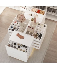 Famapy High Gloss 16 Drawer Dresser with Tempered Glass and Led Light Strip, Display Cabinet,Bedroom Armoire