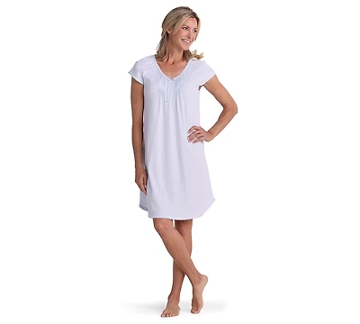 Miss Elaine Women's Short-Sleeve V-Neck Nightgown