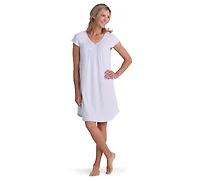 Miss Elaine Women's Short-Sleeve V-Neck Nightgown