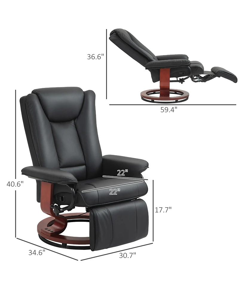 Boyel Living Manual Swivel Recliner Chair with Pu Leather and Footrest