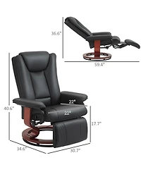 Boyel Living Manual Swivel Recliner Chair with Pu Leather and Footrest