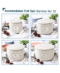 StorageBud Fine China Storage Containers Hard Shell, 4 Piece Dish Storage Containers, Quilted Plate Containers, Stackable Dish Organizer