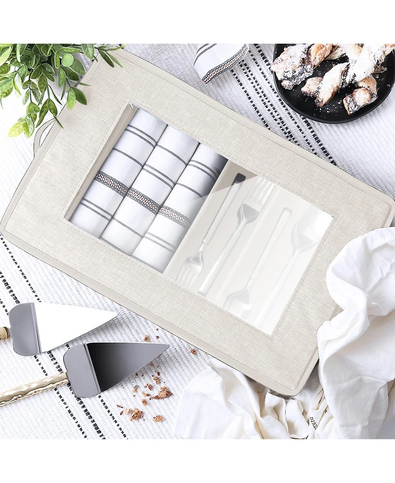 StorageBud Flatware & Utensil Storage, 5 Compartment Flatware Storage Case, Silverware Case with Handles, Protects and Organizes Cutlery