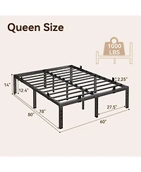 Sailvan Queen Bed Frame, Metal Platform Bed Frame with 14inch Underbed Storage, No Box Spring Needed, Heavy Duty