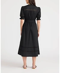 Ellen Tracy Women's Button Front Midi Dress with Self Belt