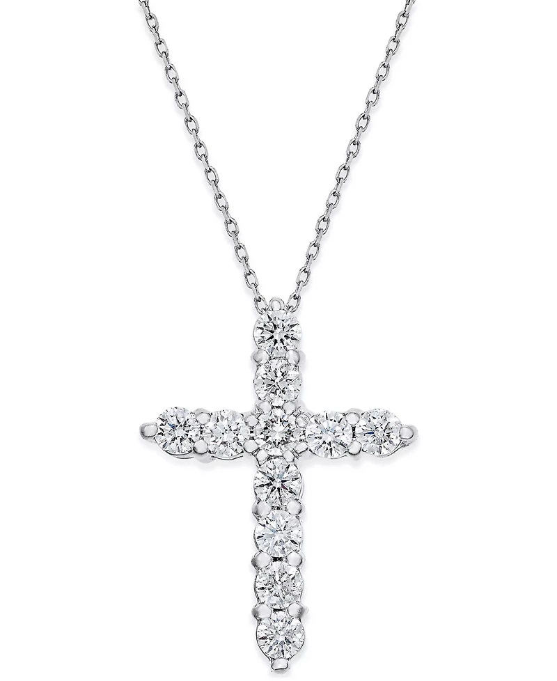 Diamond Cross Pendant Necklace (1-1/2 ct. t.w.) in 14k White Gold