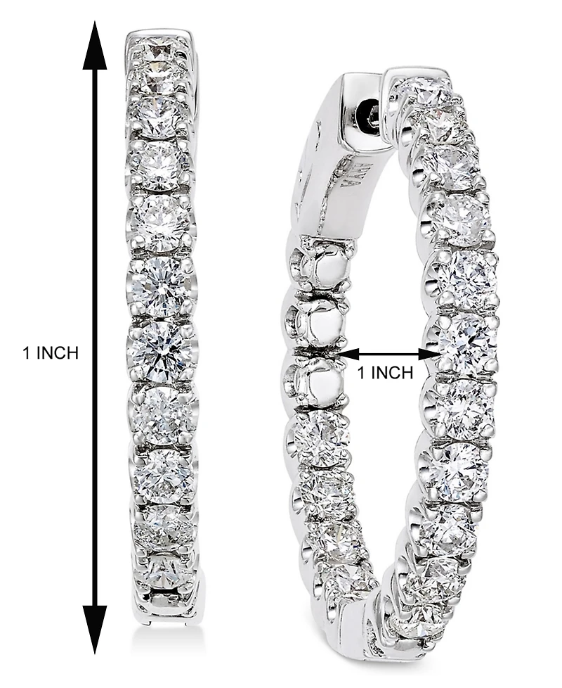Diamond In-and-Out Hoop Earrings (2 ct. t.w.) in 14k White Gold