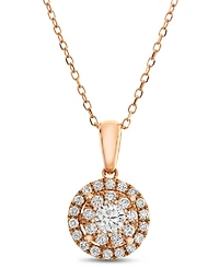 Diamond Halo Adjustable Pendant Necklace (1/2 ct. t.w.) in 14k Rose Gold