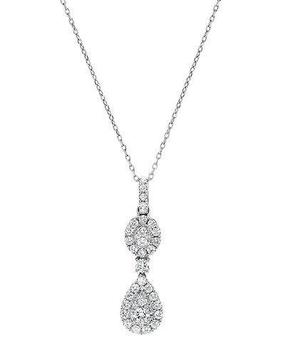 Diamond Double Halo Cluster 18" Pendant Necklace (5/8 ct. t.w.) in 14k White Gold