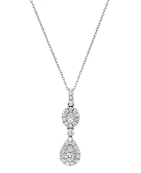 Diamond Double Halo Cluster 18" Pendant Necklace (5/8 ct. t.w.) in 14k White Gold