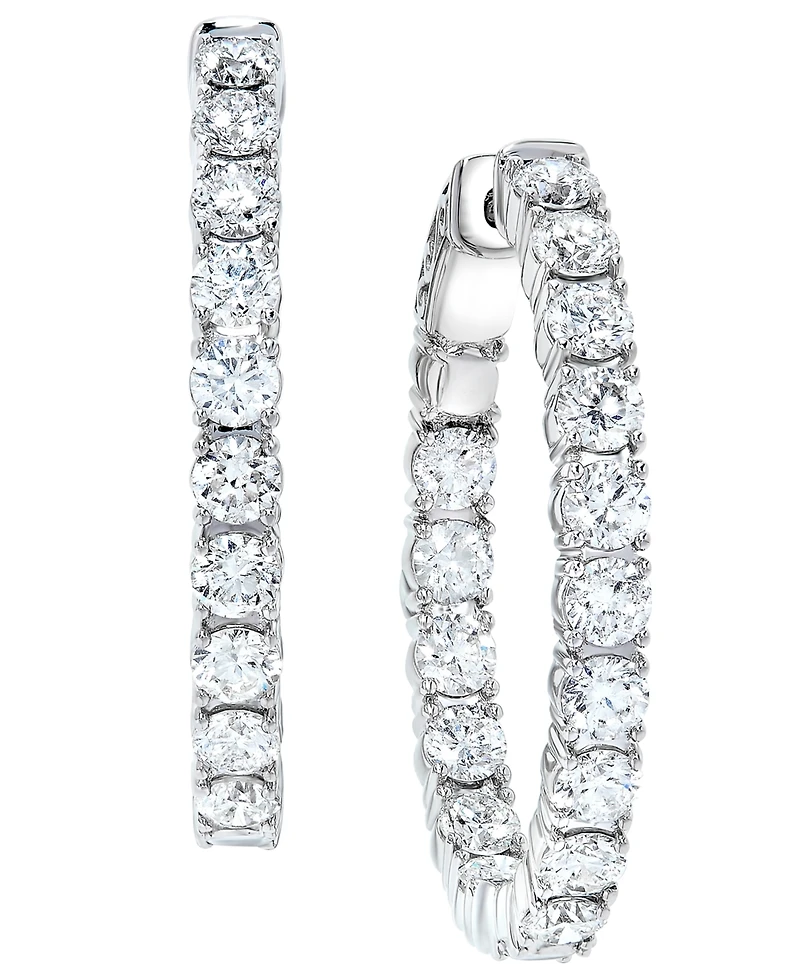 Diamond Small In & Out Hoop Earrings (5 ct. t.w.) in 14k White Gold, 1"