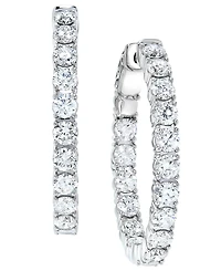 Diamond Small In & Out Hoop Earrings (5 ct. t.w.) in 14k White Gold, 1"